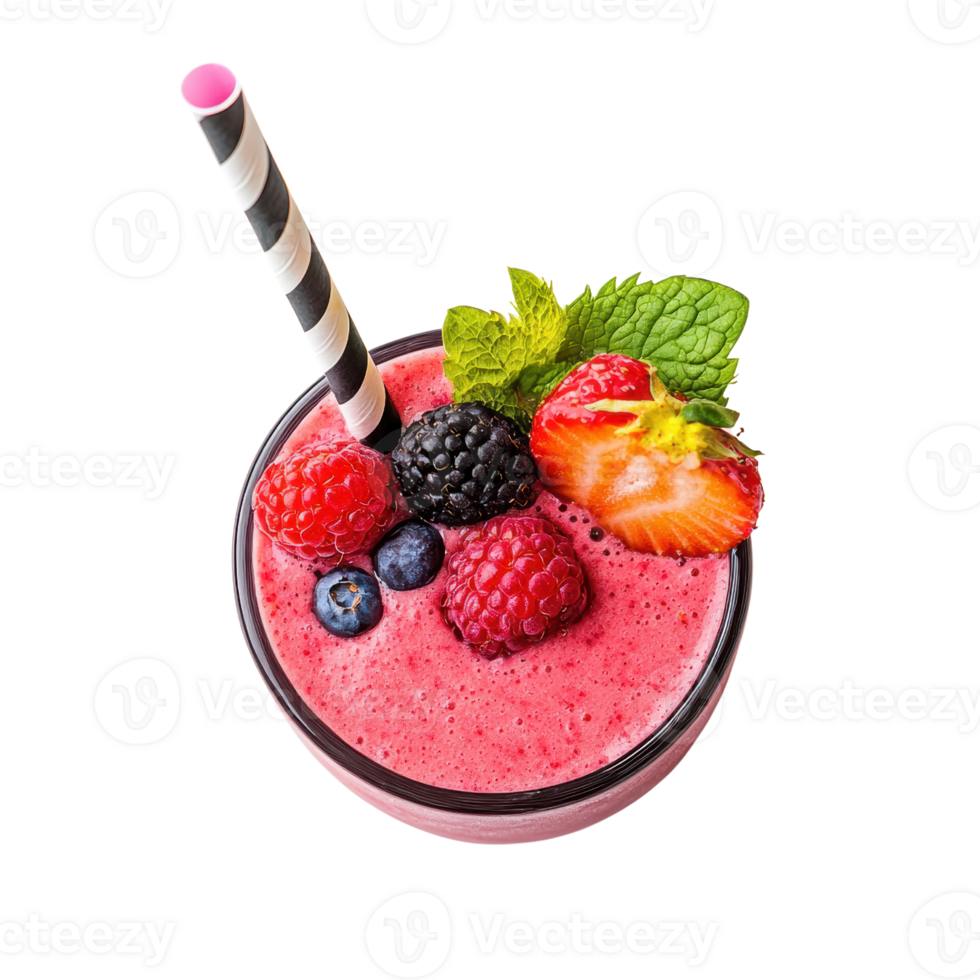 A smoothie with berries and mint leaves png