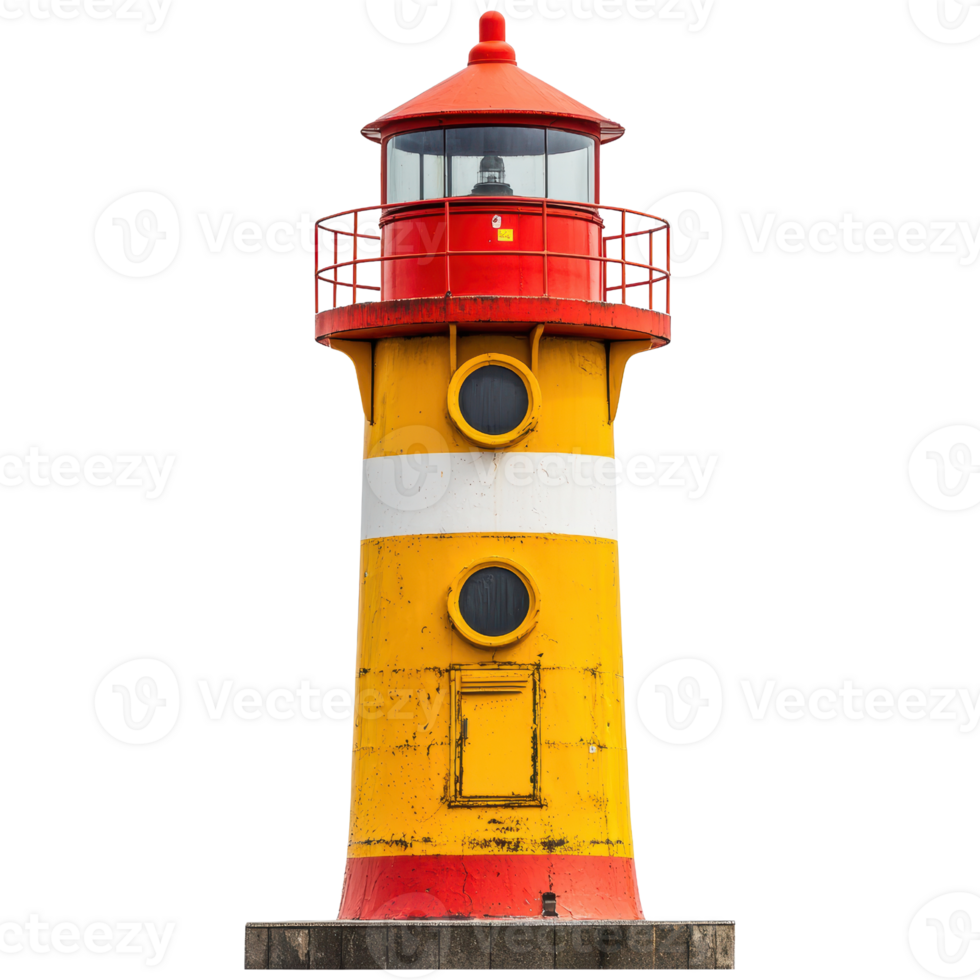 Colorful Lighthouse Standing Tall at the Edge of the Seashore Capturing the Essence of Coastal Beauty png
