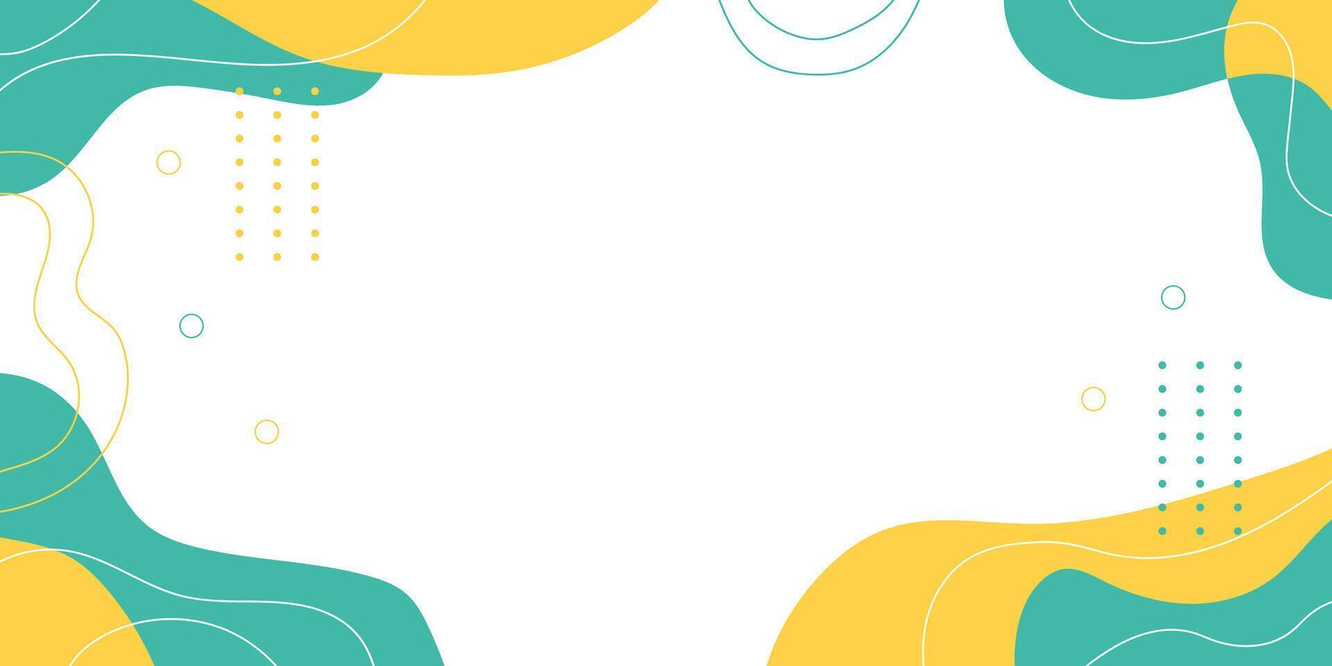 Flat Background White with Green and Yellow liquid shape vector