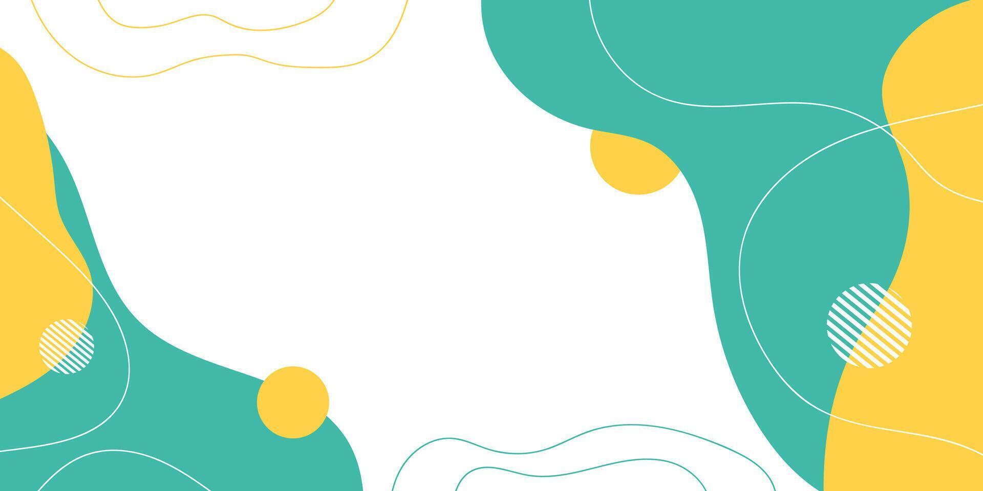 Flat Background White with Green and Yellow liquid shape vector
