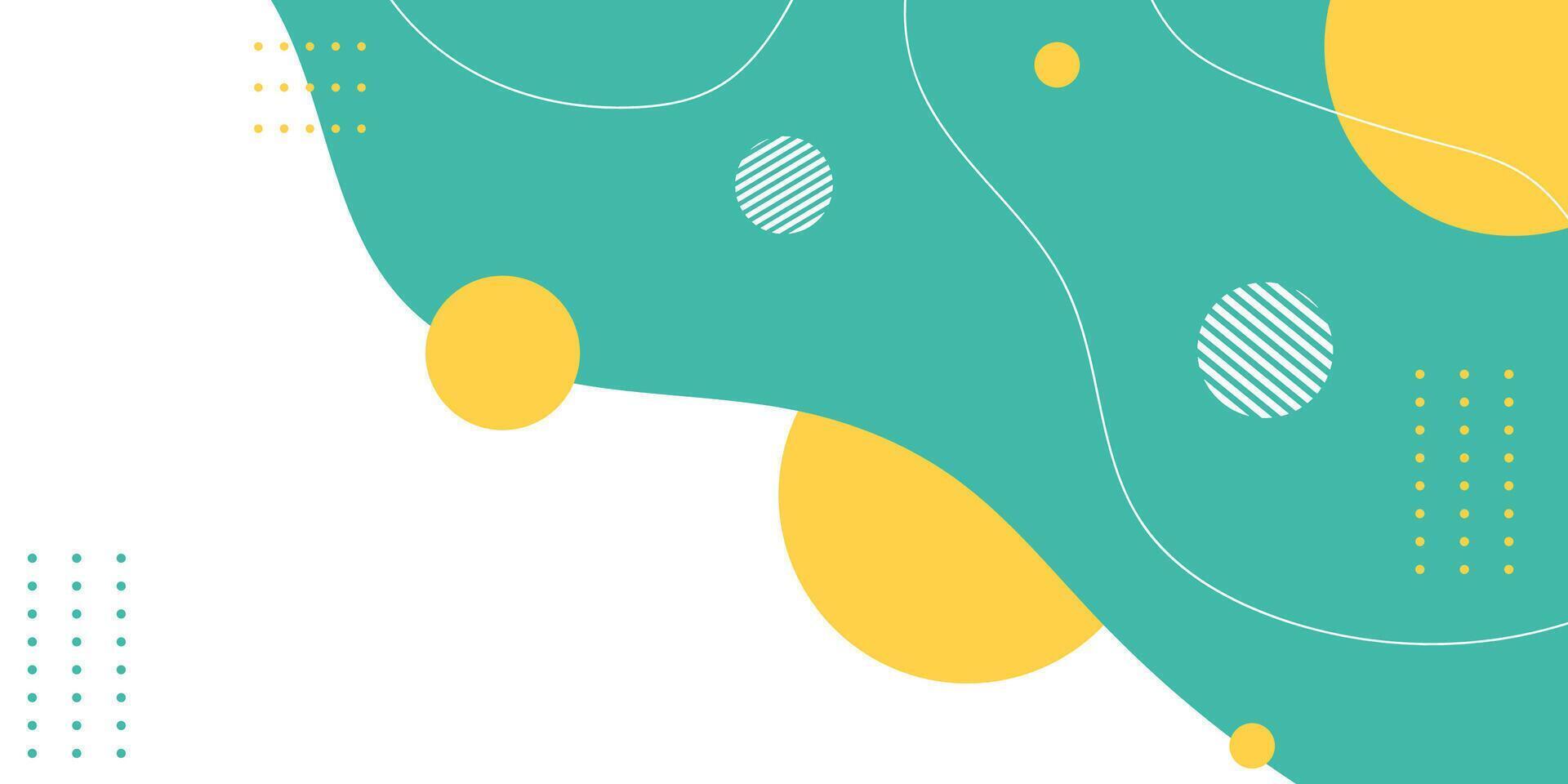 Flat Background White with Green and Yellow liquid shape vector