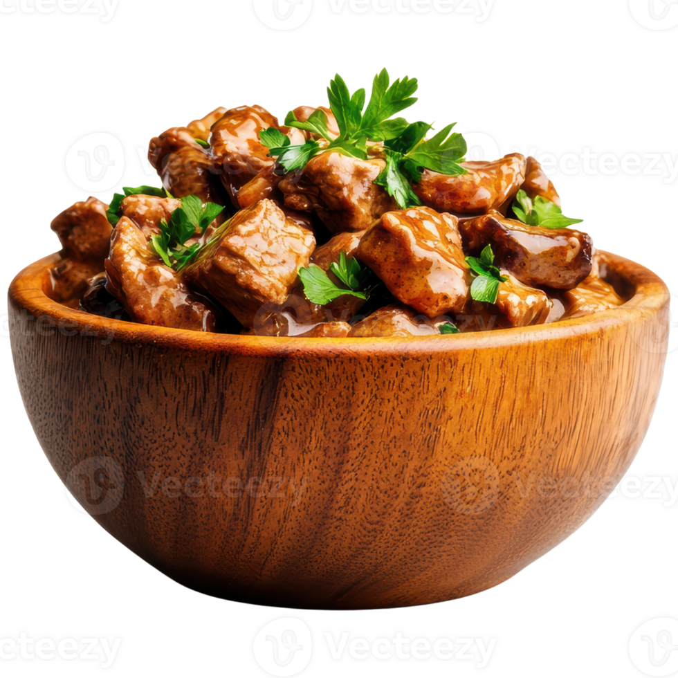 Delicious Gourmet Main Course with Tender Meat in Rich Sauce Exuding Culinary Excellence png