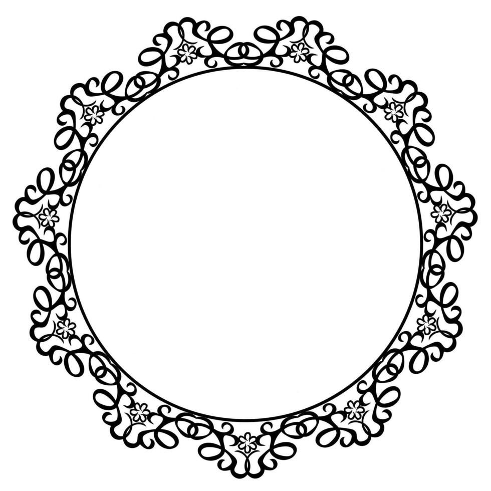 Beautiful round black frame in coassic style on a white background vector
