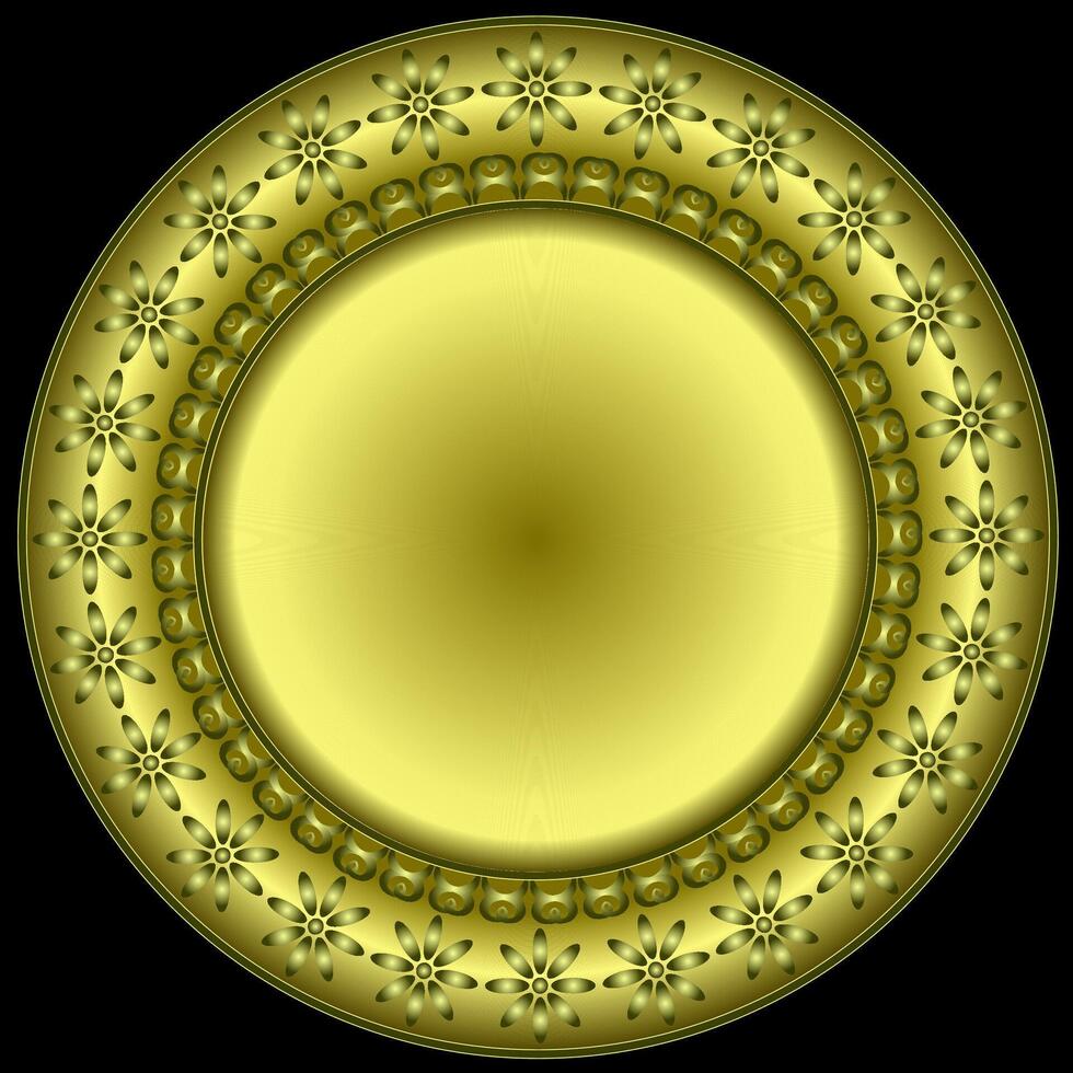 Round abstract gold pattern on black background vector
