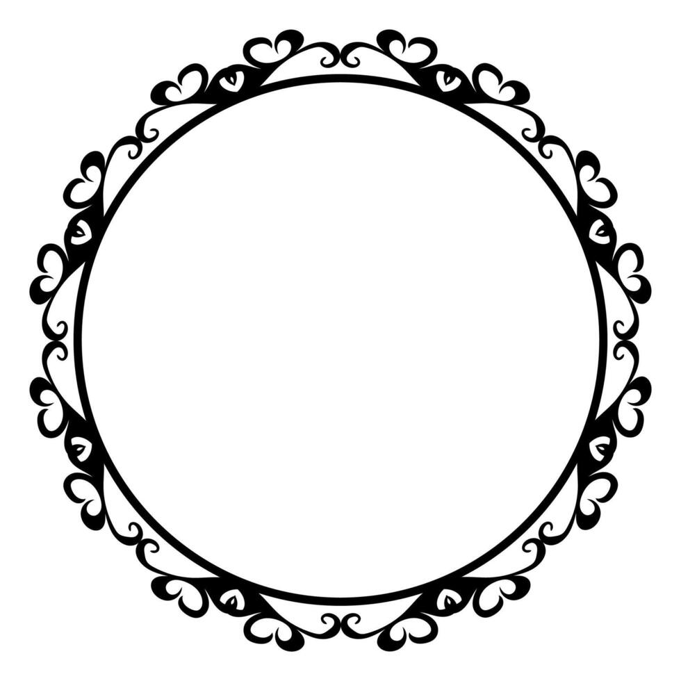 Classic black round frame with an original pattern on a white background vector