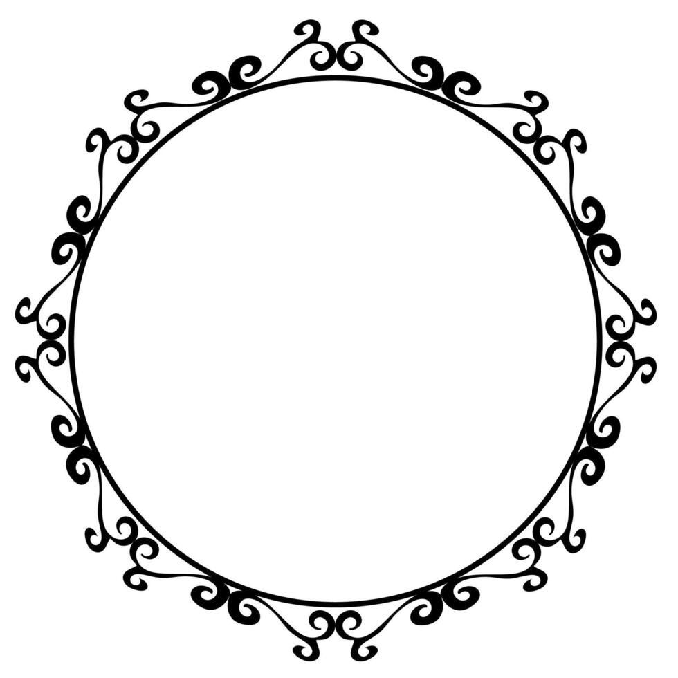 Classic black round frame on white background vector