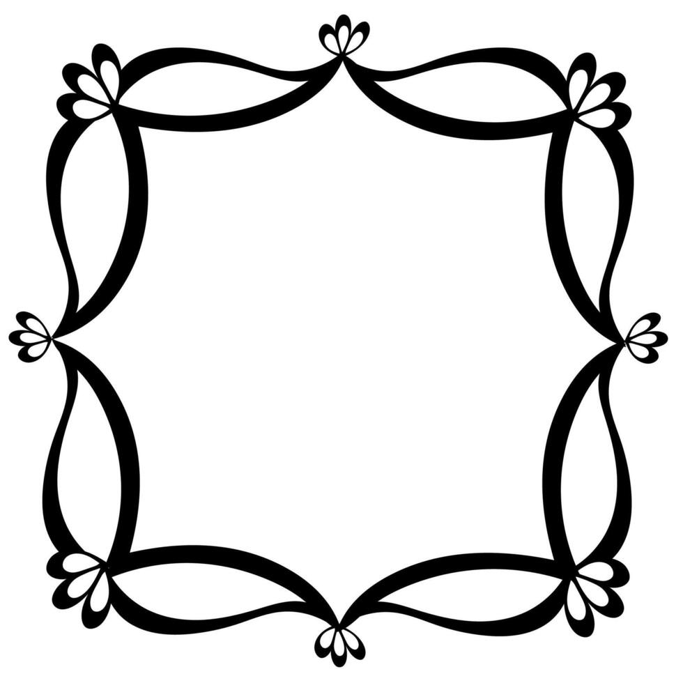 Original quadrangular classic frame in black on a white background decorated with an abstract pattern vector