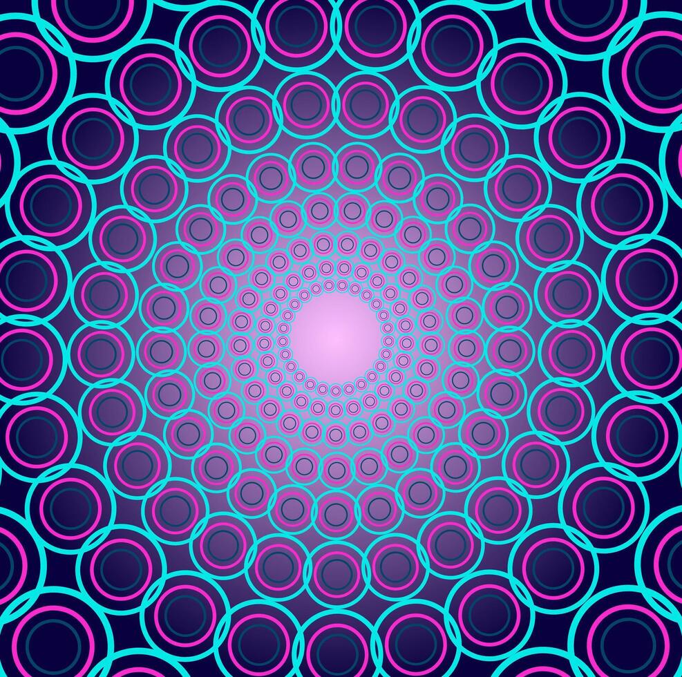 Abstract background of blue and pink colors in the form of a pattern of concentric circles vector