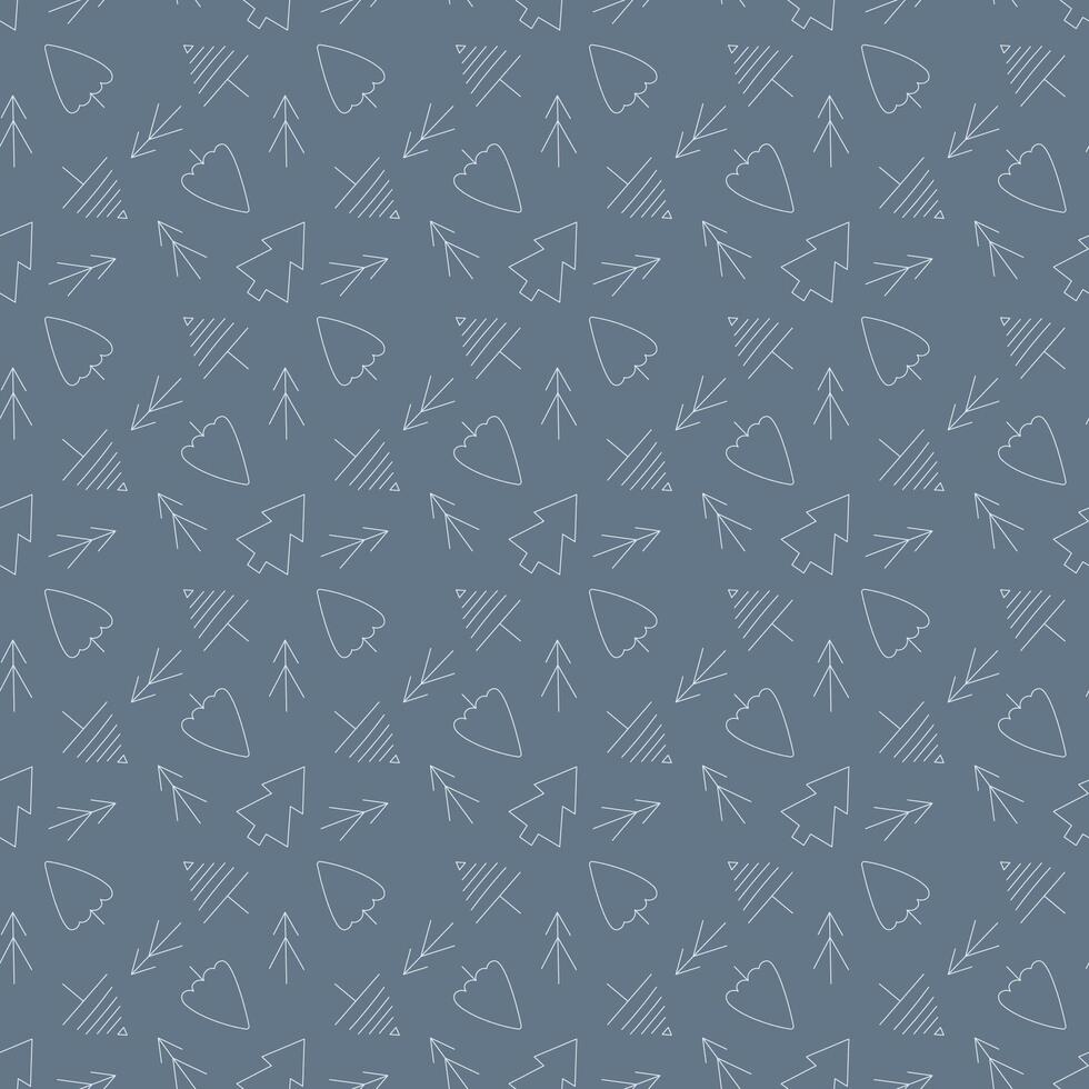 Seamless pattern with conifers color. Doodle illustration. vector