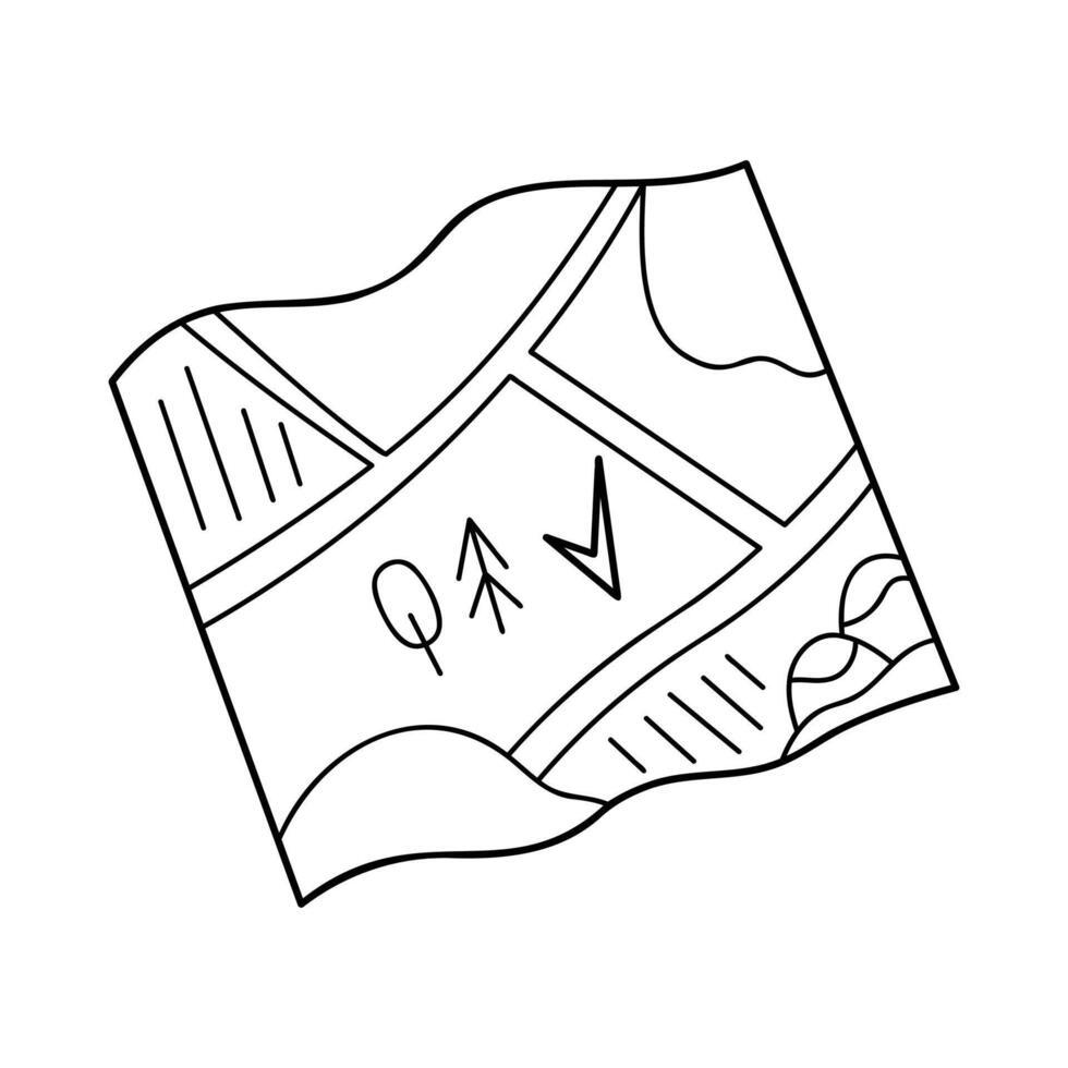 Hand drawn map in black outline. Clip art for your projects. vector