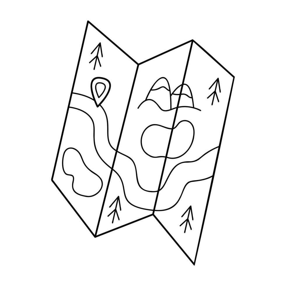 Doodle map in black outline. Clip art for your projects. vector