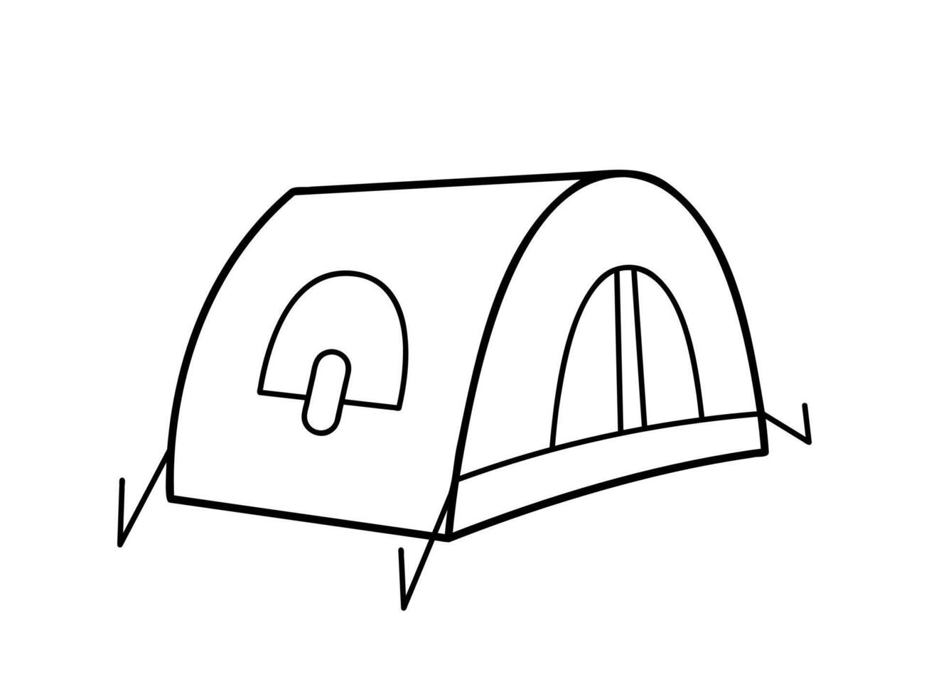 Hand drawn tent in black outline. Clip art for your projects. vector