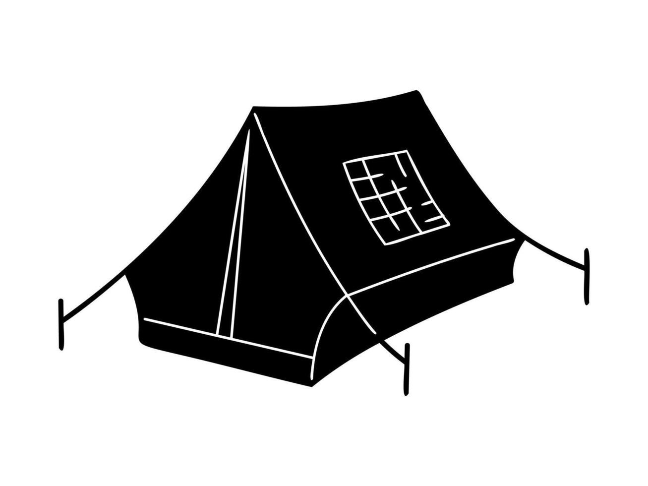 Tent with window in black and white colors. Clip art for your projects. vector