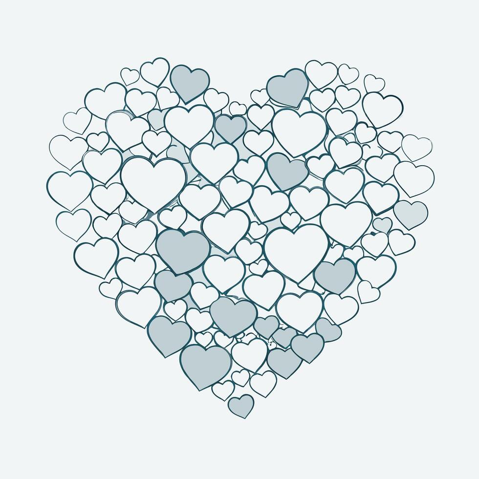 Stylized Heart with Multiple Hearts in the Center Illustration vector