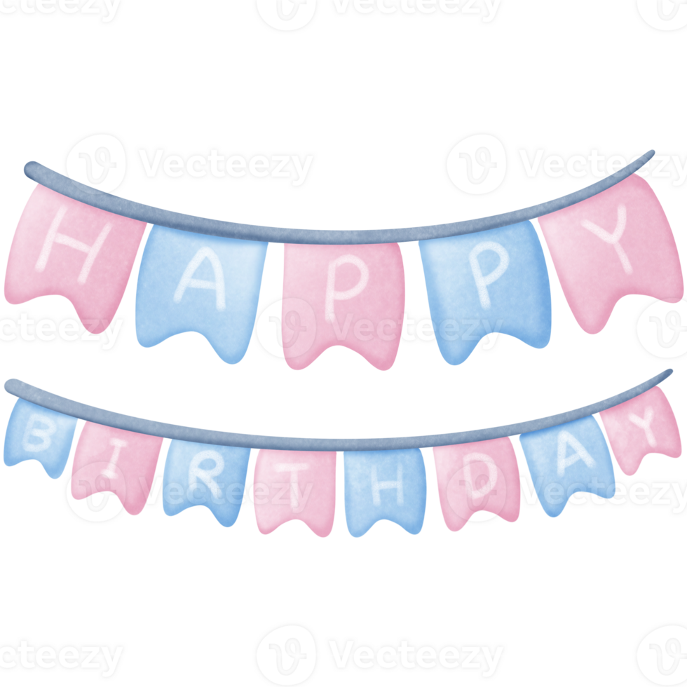 Birthday flag banner isolated on transparent background png