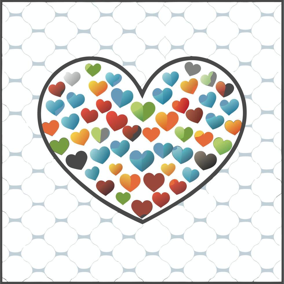 Minimalist Heart Icon Black Border with Multiple Hearts Design. vector
