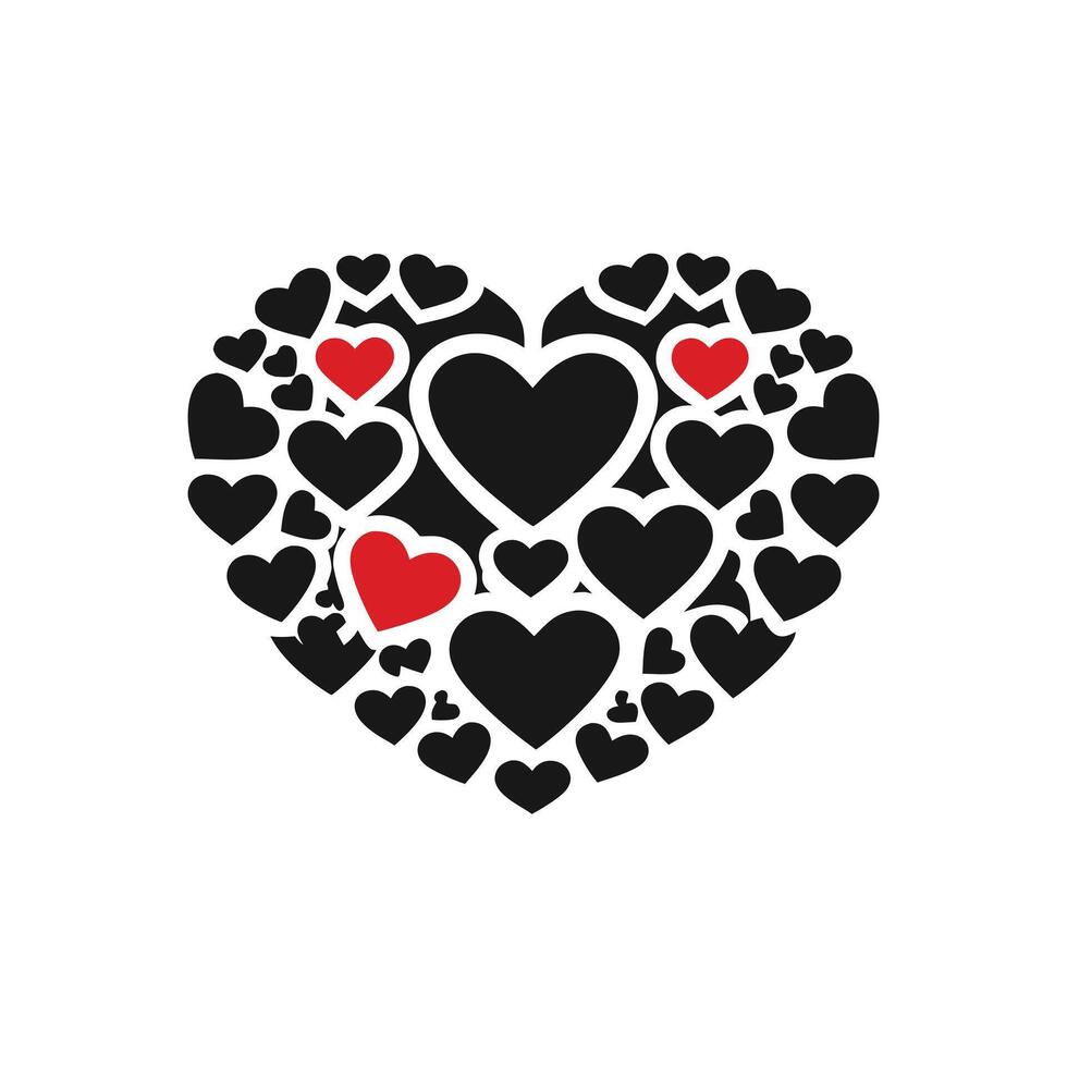 Romantic Heart Icon Many Hearts Inside Heart Shape. vector