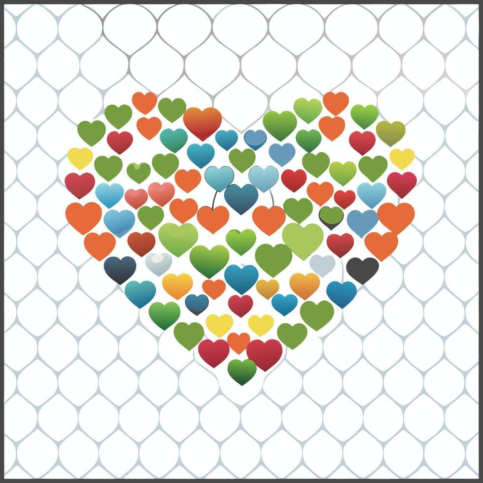 Heart with Many Hearts Inside Elegant Icon Design. vector