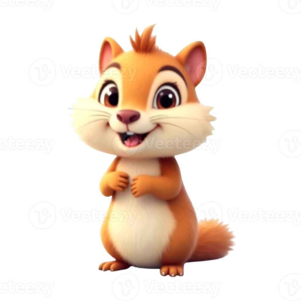 a vibrant and adorable 3D cartoon style image of a chipmunk png