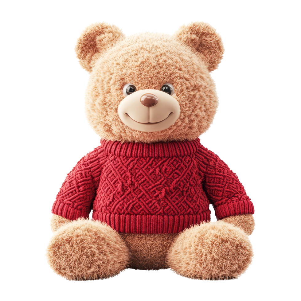 Cute teddy bear doll render in cozy room setting png