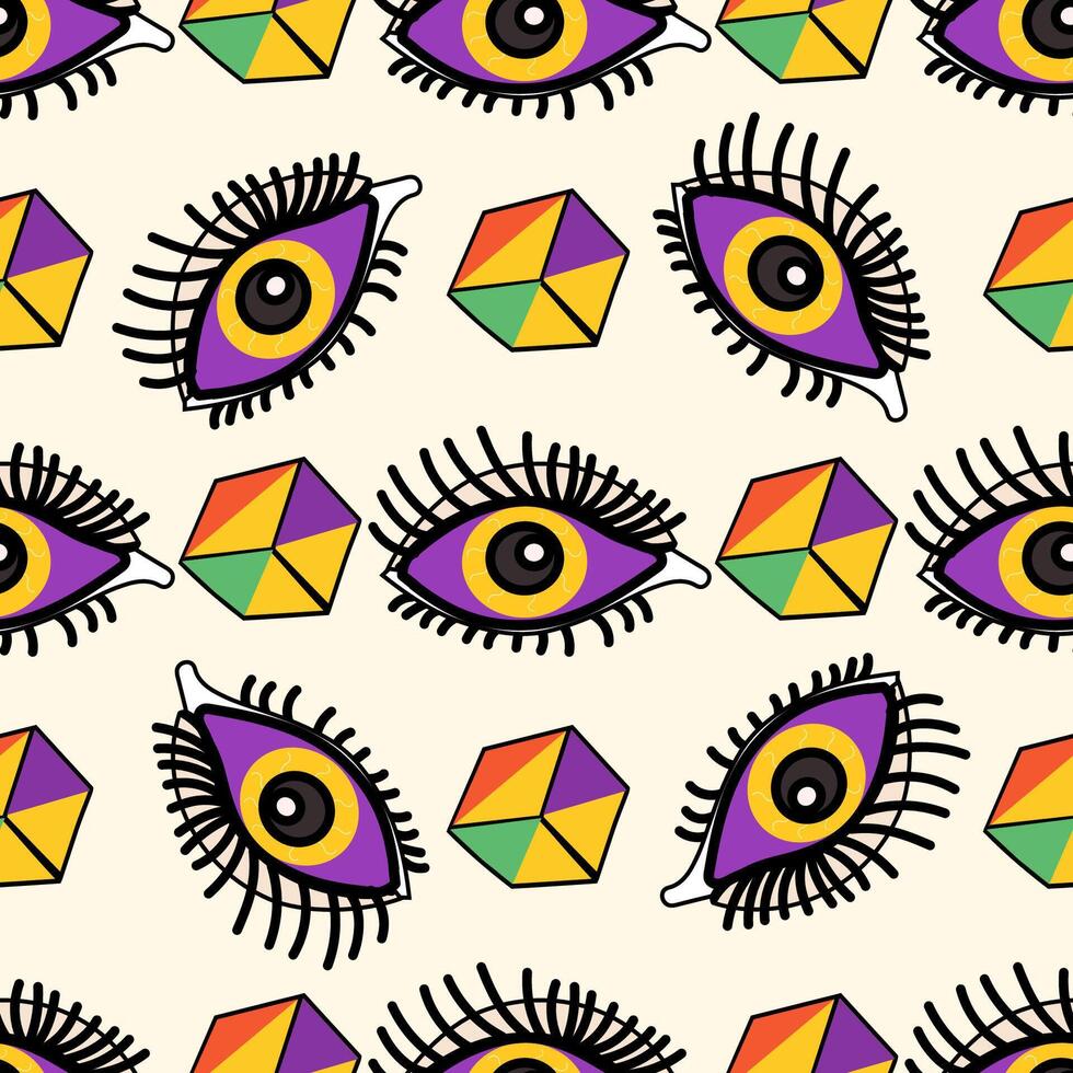 A Colorful Eye and Geometric Pattern Design that showcases artistic and creative elements vector