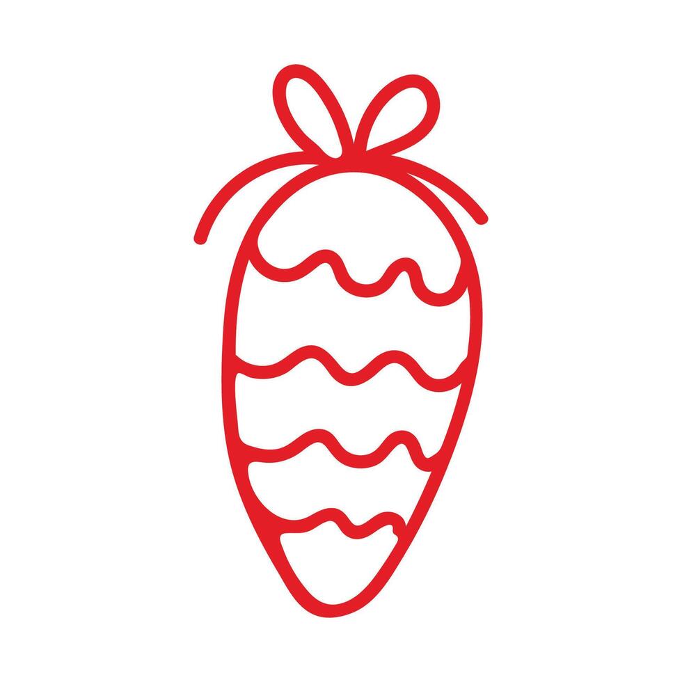 Illustration of a Christmas tree cone in the style of doodles with a red outline on a white background vector
