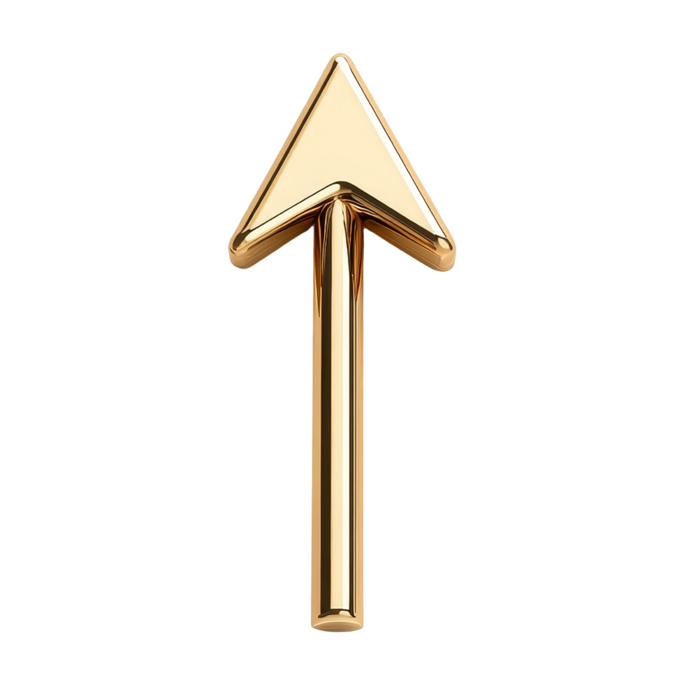 Golden rising arrow icon digital art modern design png