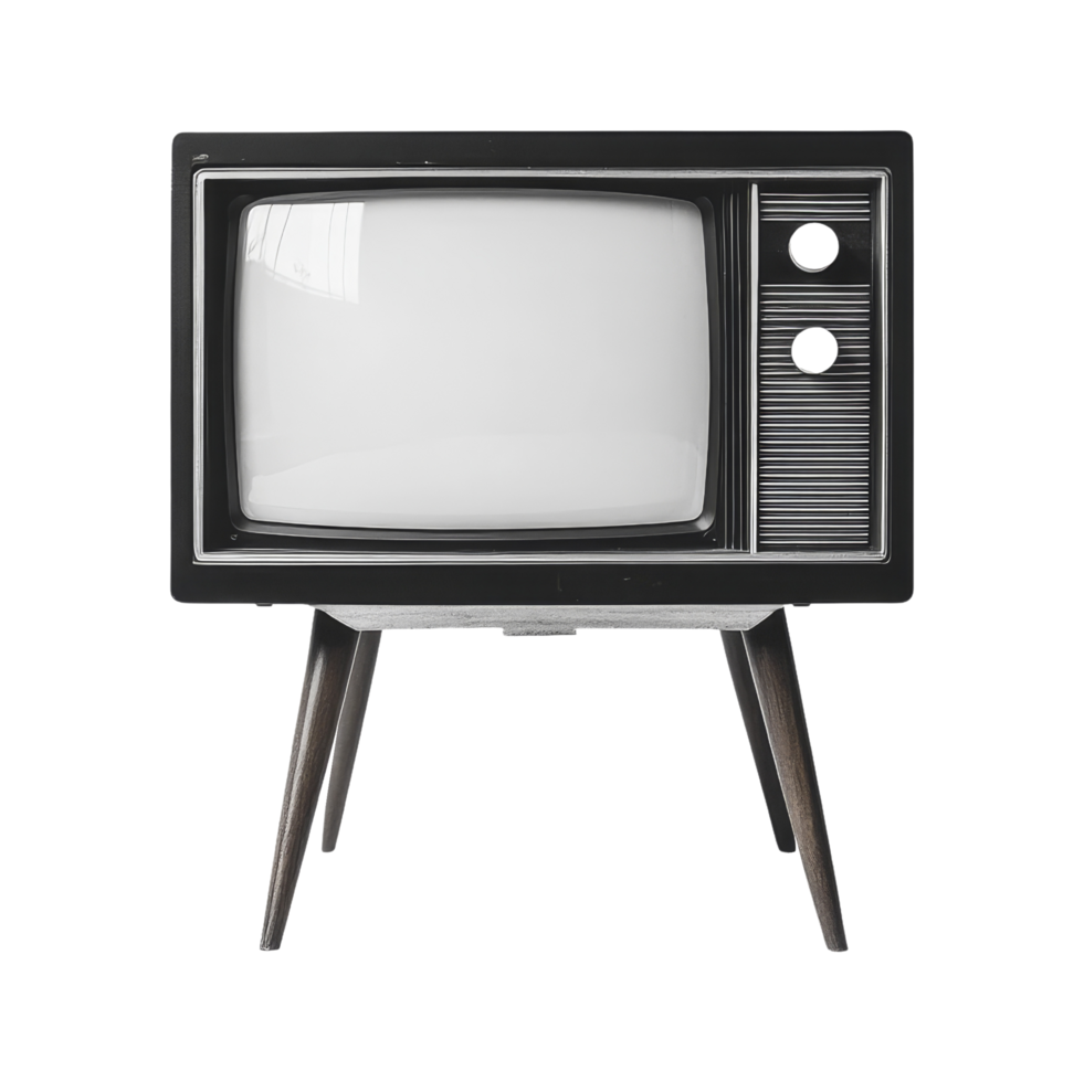 Vintage black and white tv png