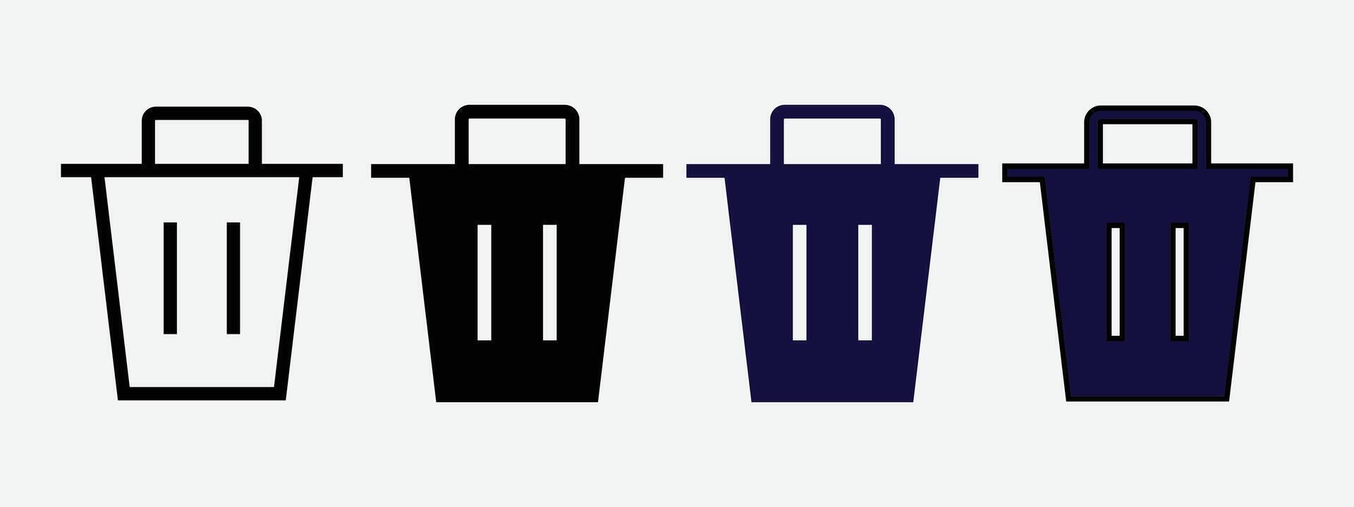 Trash Icon. Dustbin Icon Set. Wastebasket. Trash Can Icon. Delete Icon. vector