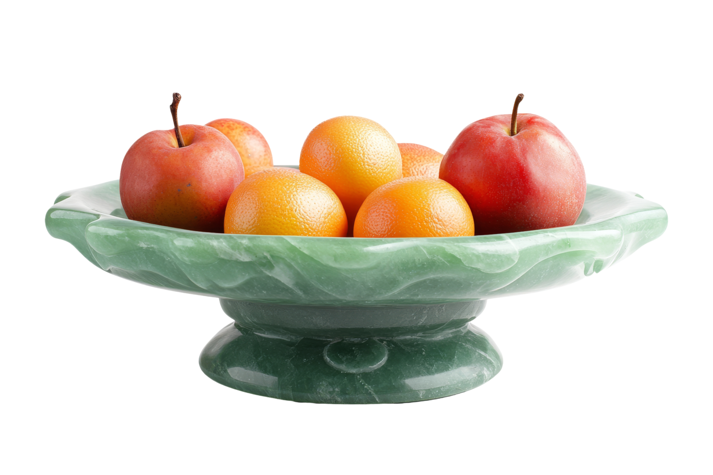 Close-up of jade plate displaying decorative fruits png