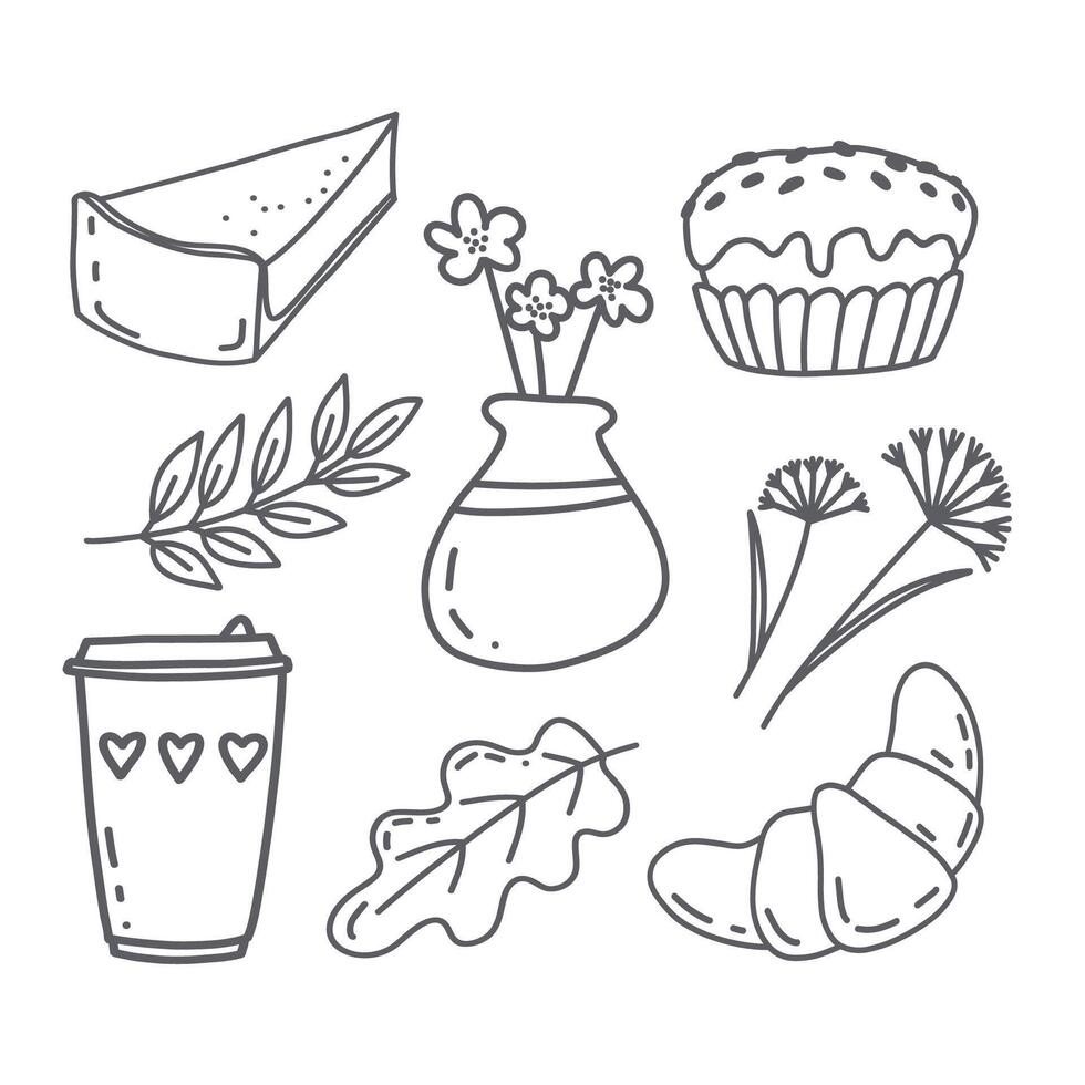 Autumn Coffee Contour Set vector