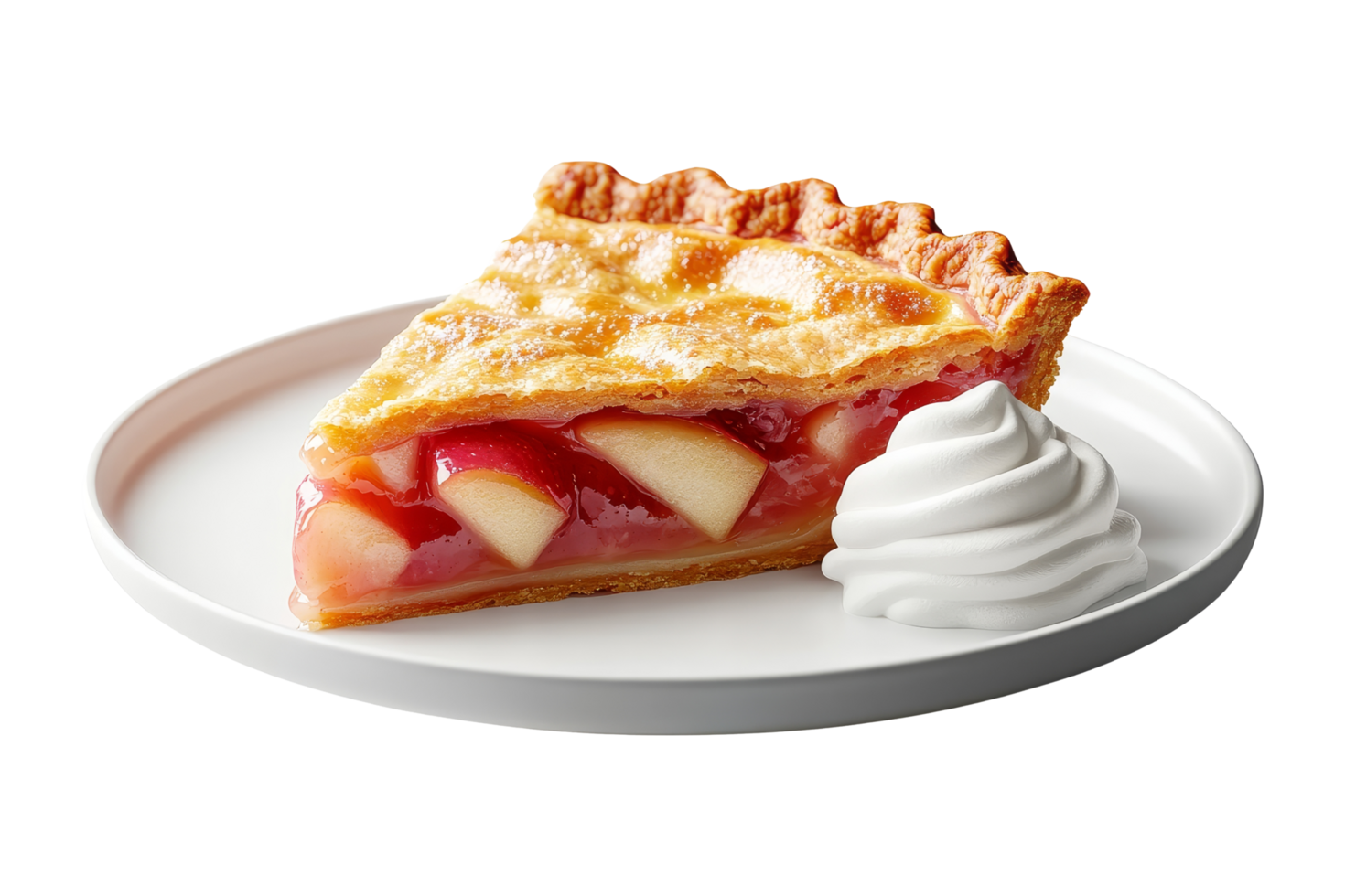 Delicious apple pie slice with cream kitchen food png