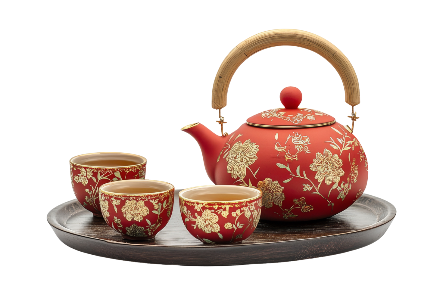 Chinese new year tea ceremony set isolated png