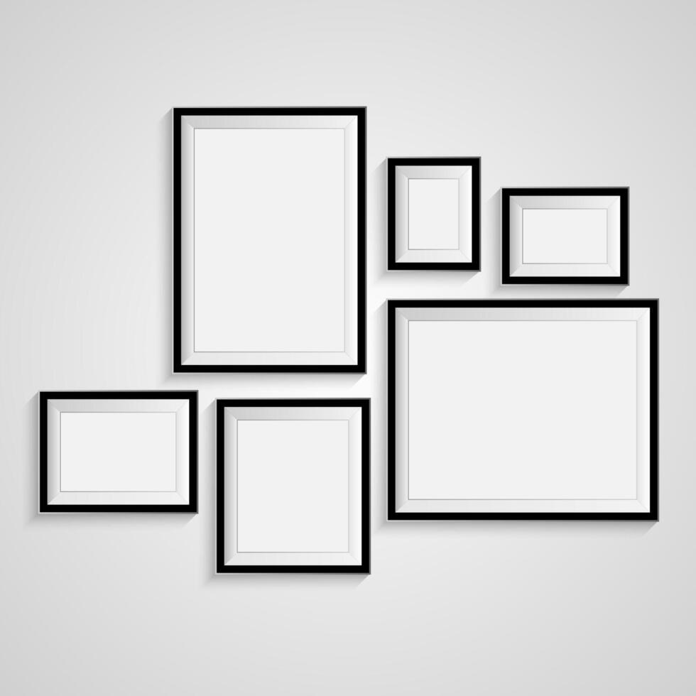 A set of black frames on a wall vector