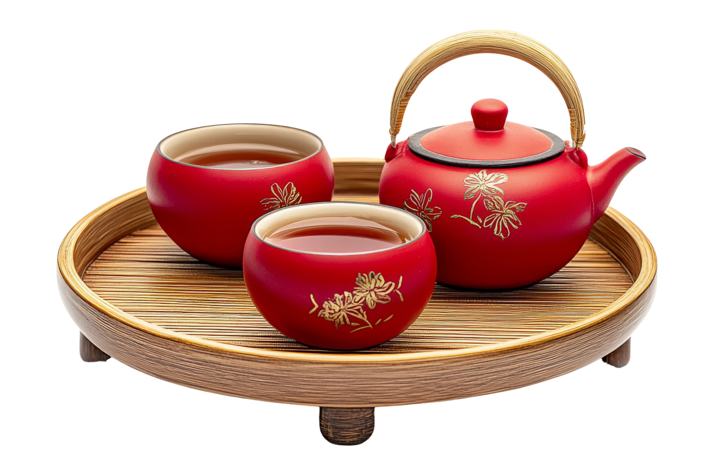 Chinese new year tea ceremony set on png