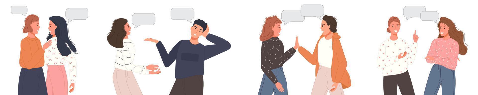 People talking to each other, with speech bubbles vector