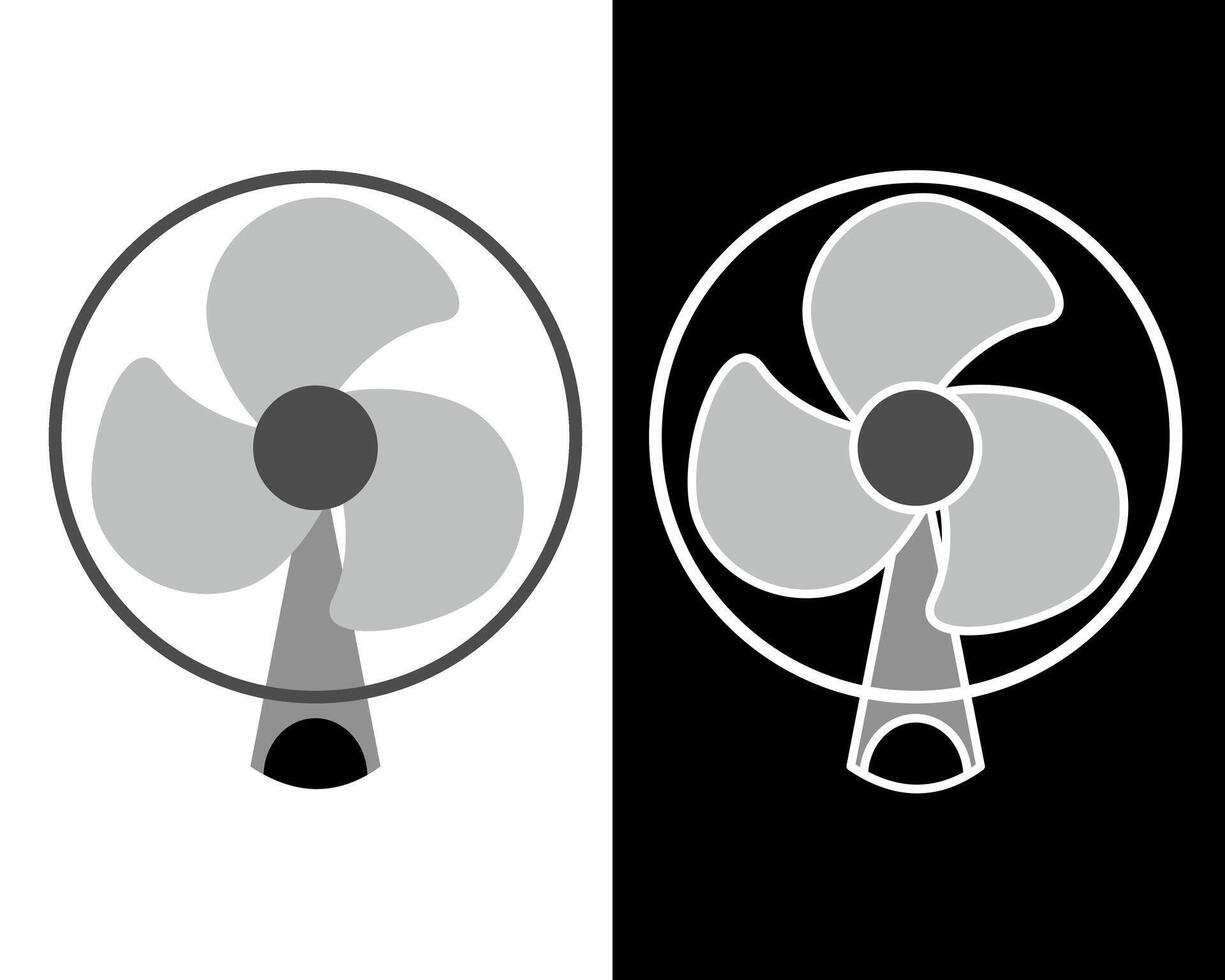 Illustration of Black and gray fan with a sturdy base and a circular head. vector