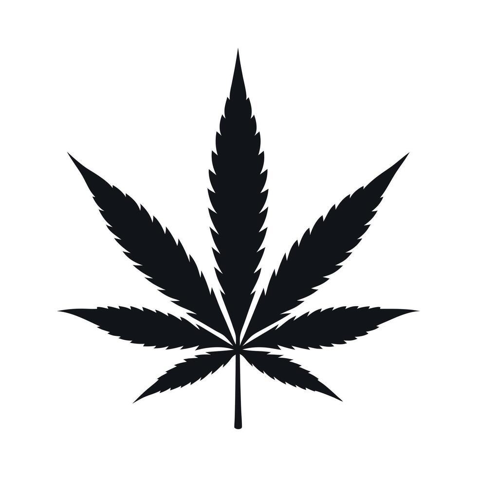 Simple Silhouette of a Cannabis Leaf vector