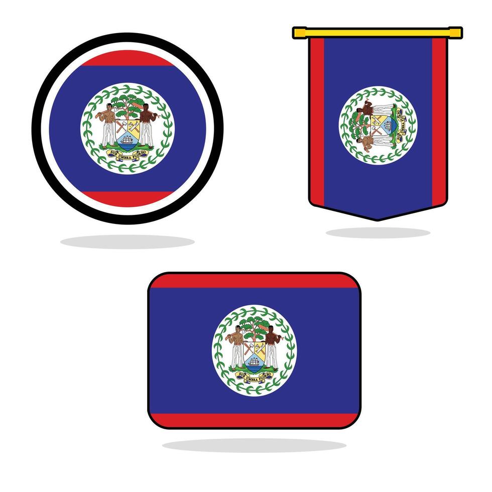 Belize set of flag banner Belize flag with white background illustration design Belize independence day banner design vector