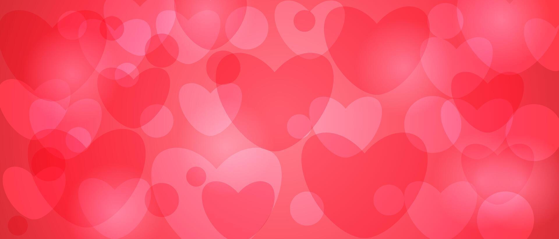 Red romantic background with hearts for Valentine's Day. vector