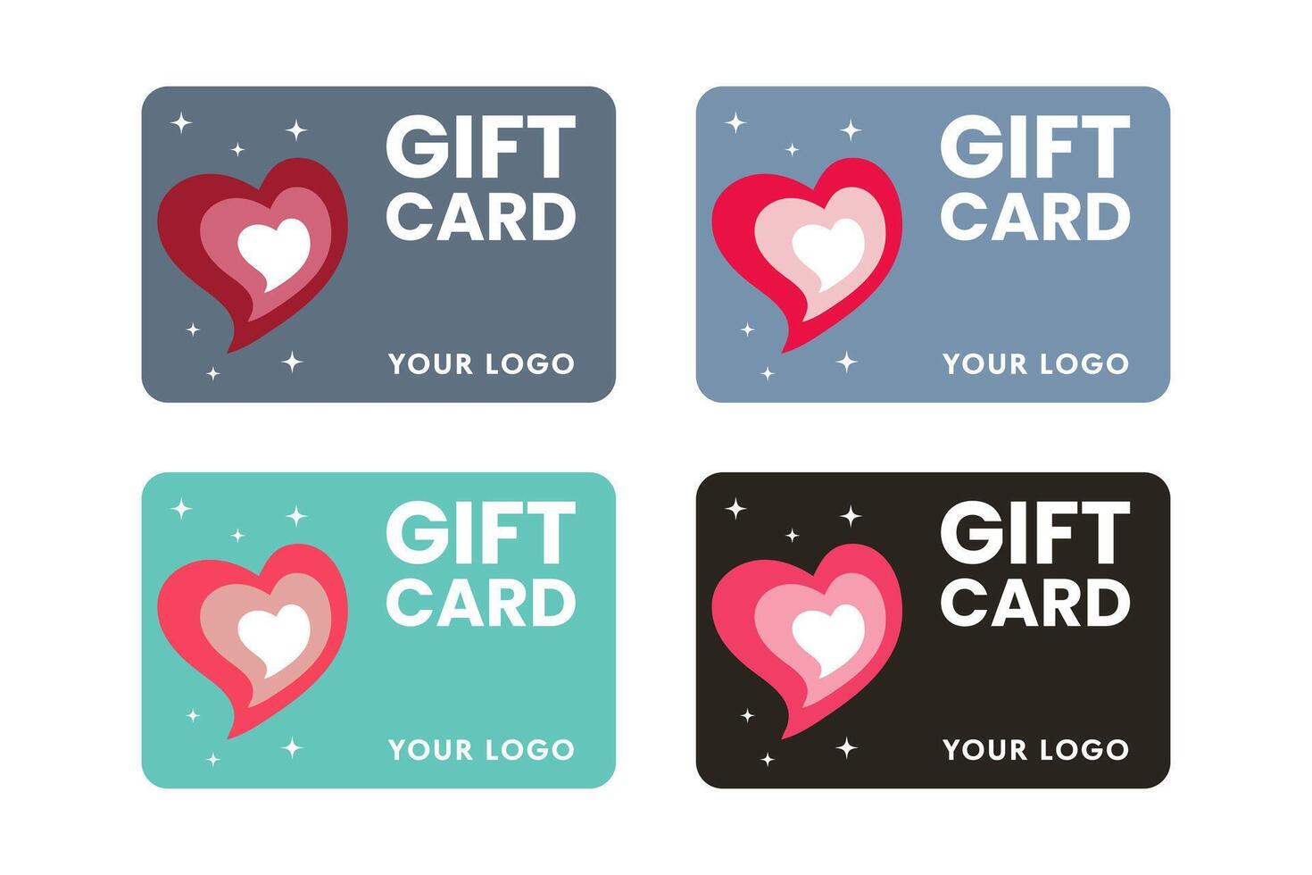 Set of gift card templates with hearts. vector