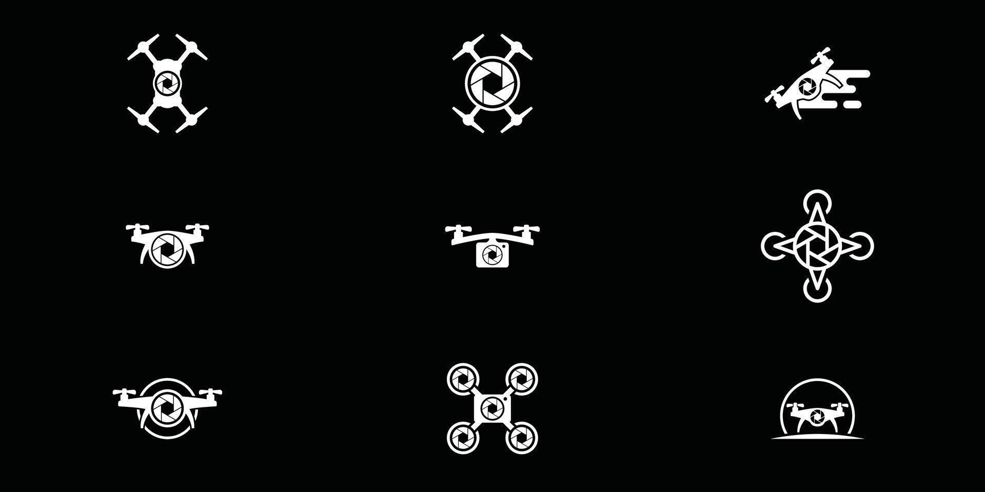 A set of white icons on a black background vector
