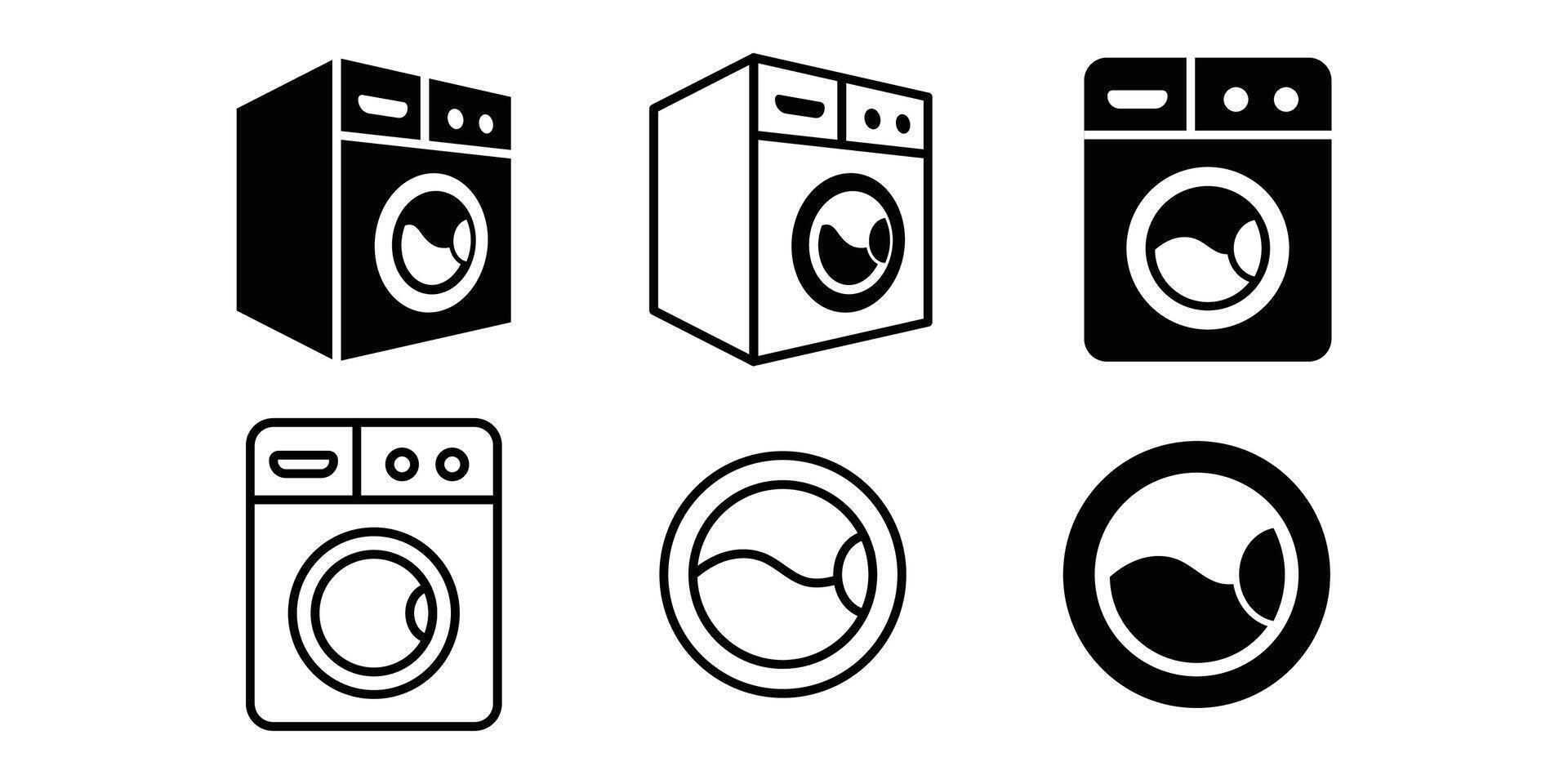 A set of icons depicting washing machines and dryers vector