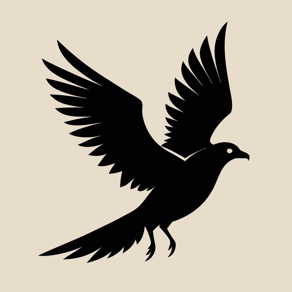 Striking Falcon Silhouette Hovering Above the Horizon vector