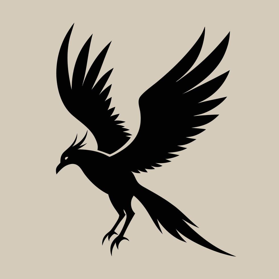 Silhouette of a falcon flying with precision vector