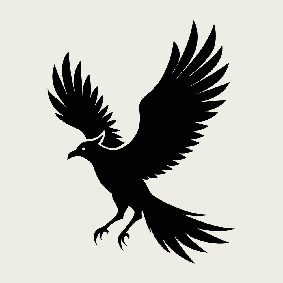 Falcon silhouette gliding on strong wings vector