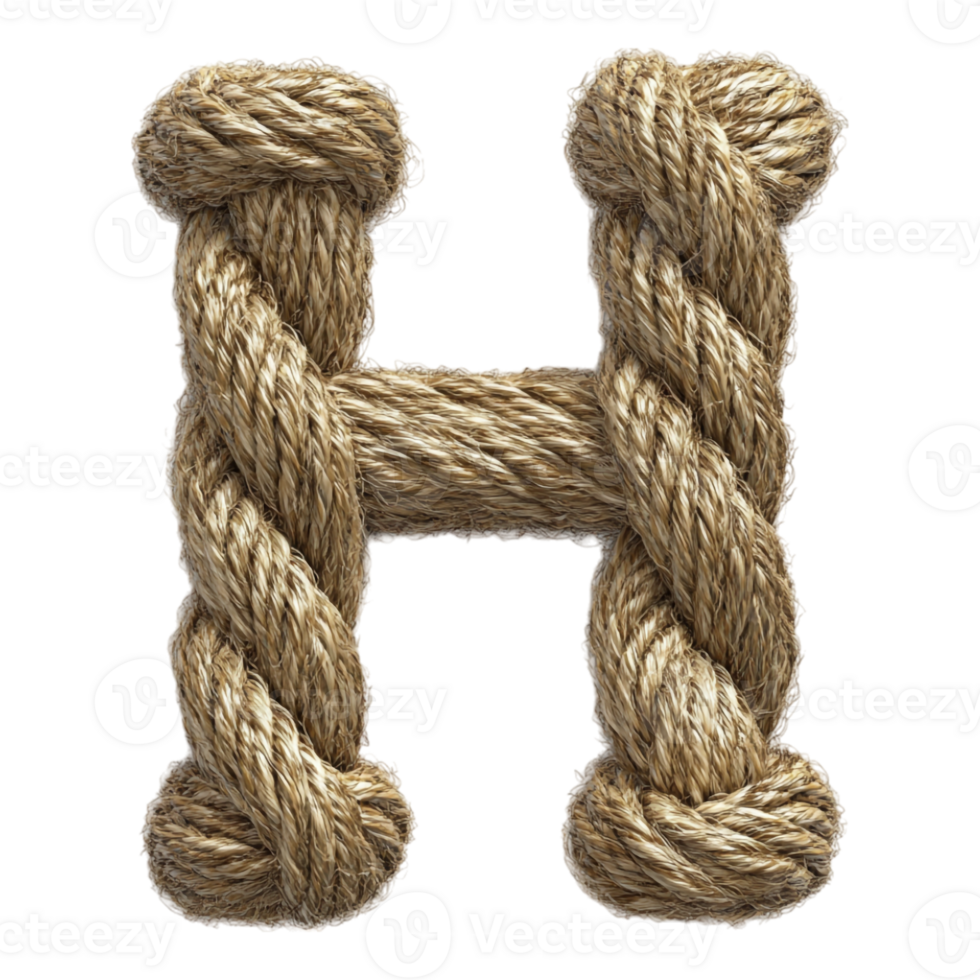 The letter h is made of rope png