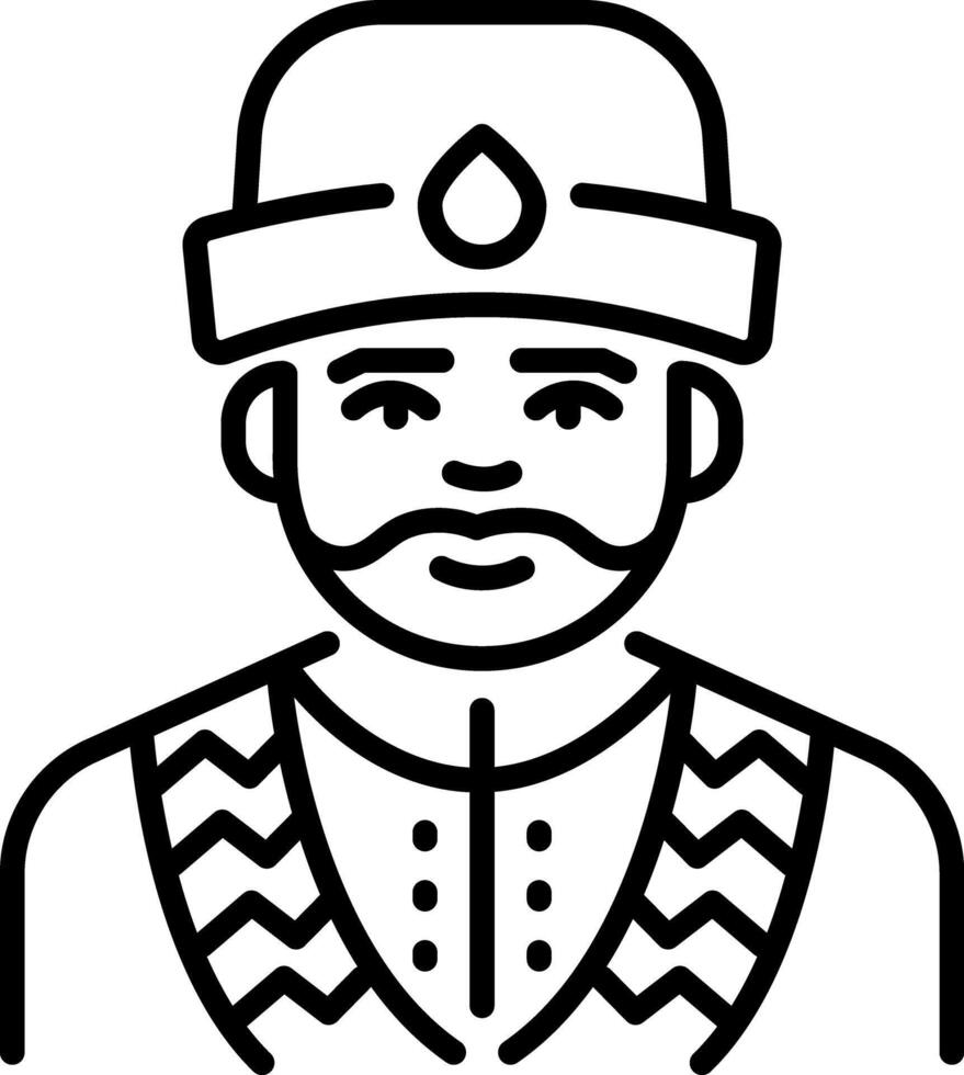 A linear icon of russian cossack vector