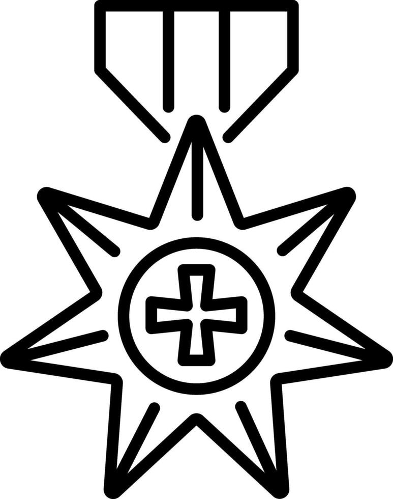Star medal icon in linear style vector