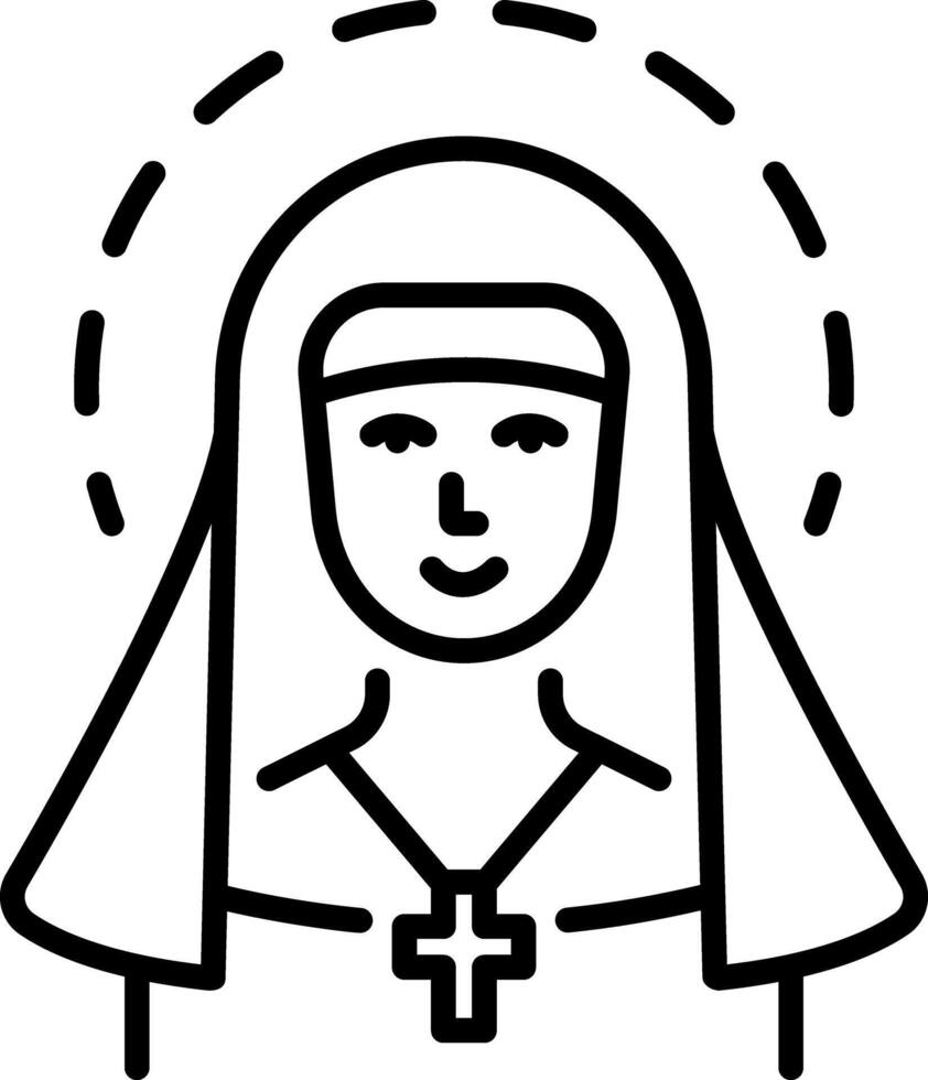 A linear style icon of a nun character vector